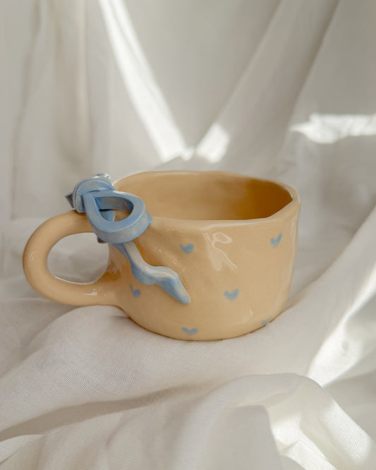 Ribbon Hearts Blue Mug L
