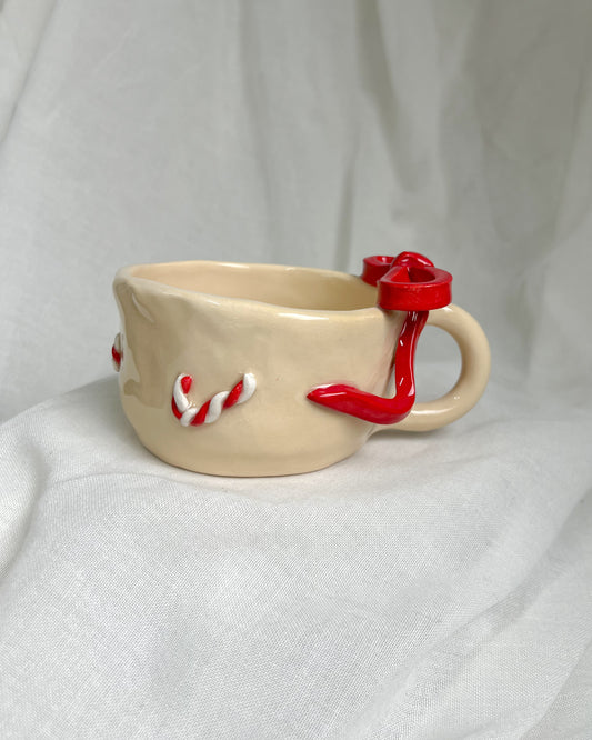 Red Ribbon Candy Cane Mug M